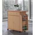 Hodedah Hodedah HIK65 BEECH Kitchen Island Spice Rack & Towel Rack-Beech HIK65 BEECH